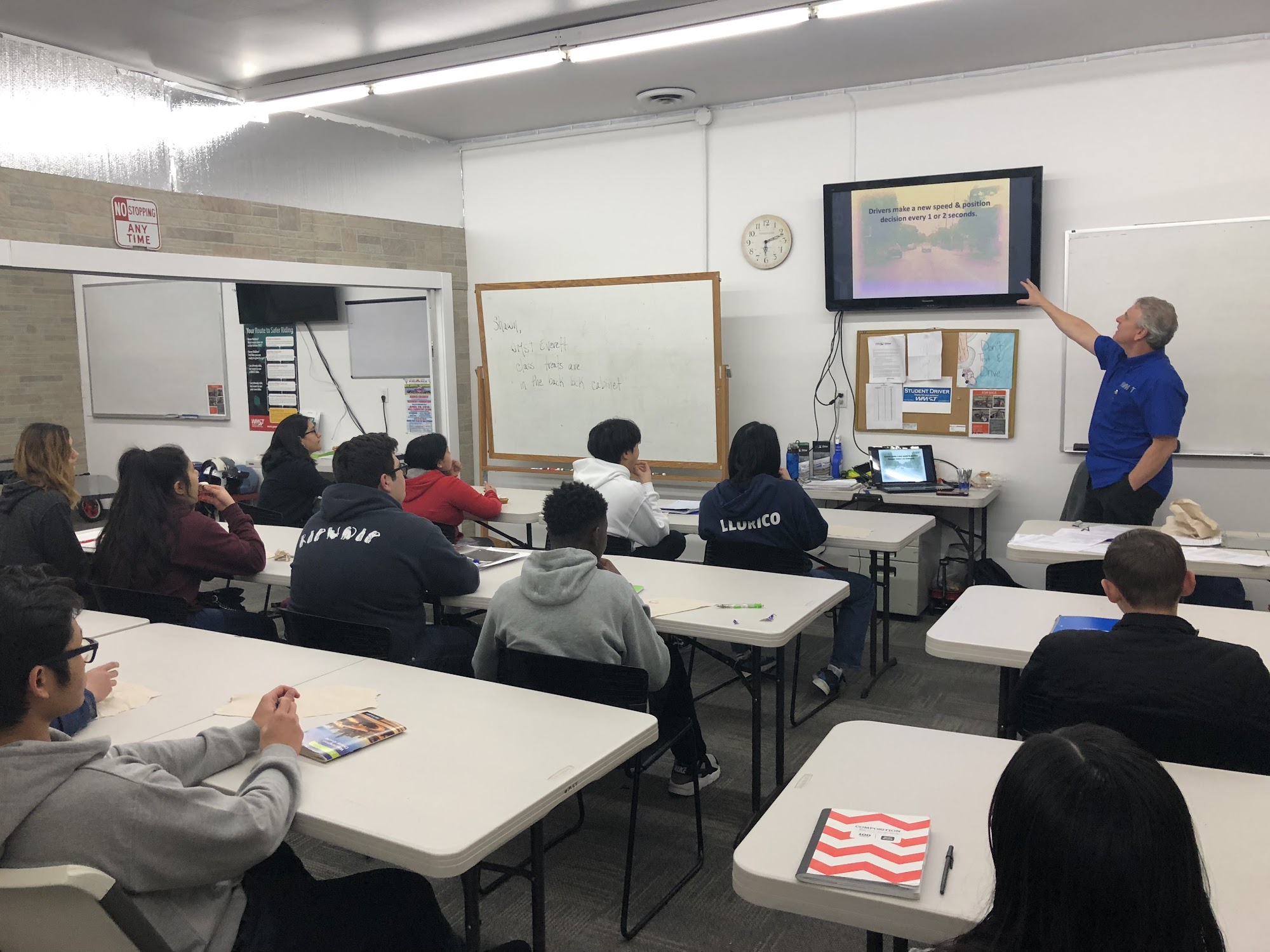 A WMST instructor leading a teen drivers education classroom