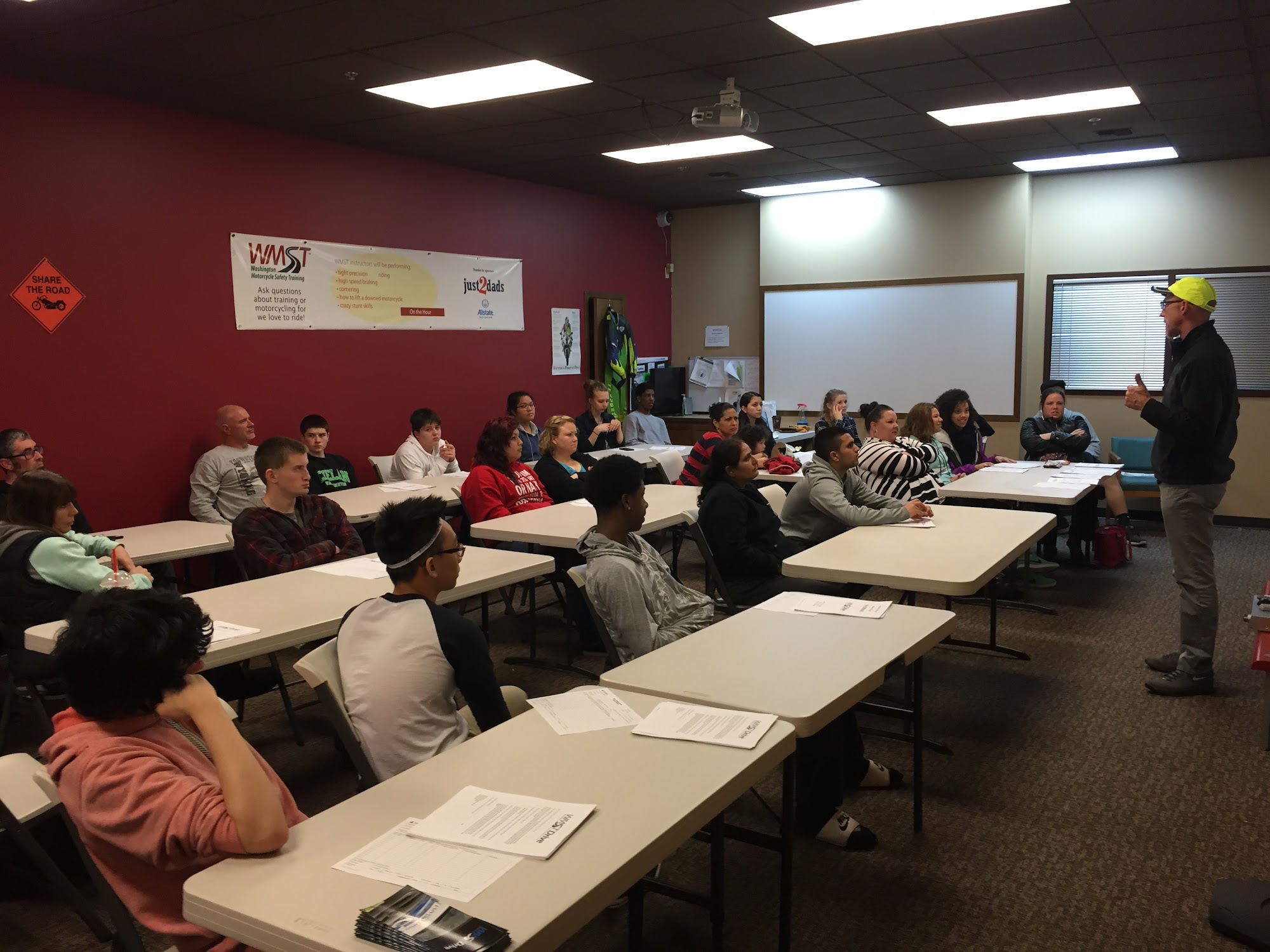 A WMST motorcycle permit classroom session